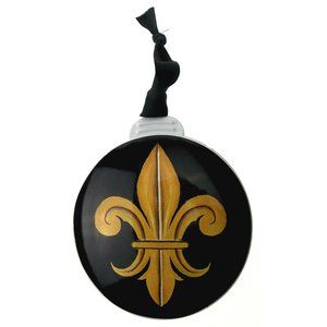 Isabella Brownlow Fleur De Lis Christmas Tree Ornament Metal Black Gold 4" Gift
